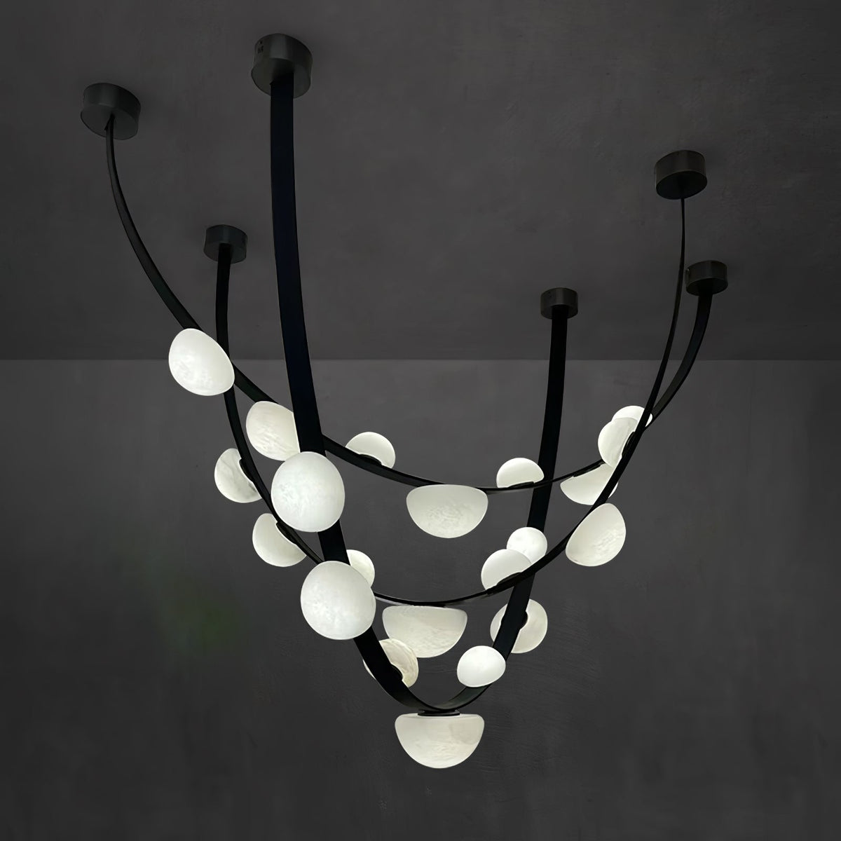 Dew Drops Alabaster Chandelier – Modern LED Pendant Light for Dining Room and Living Room