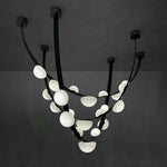 Dew Drops Alabaster Chandelier – Modern LED Pendant Light for Dining Room and Living Room