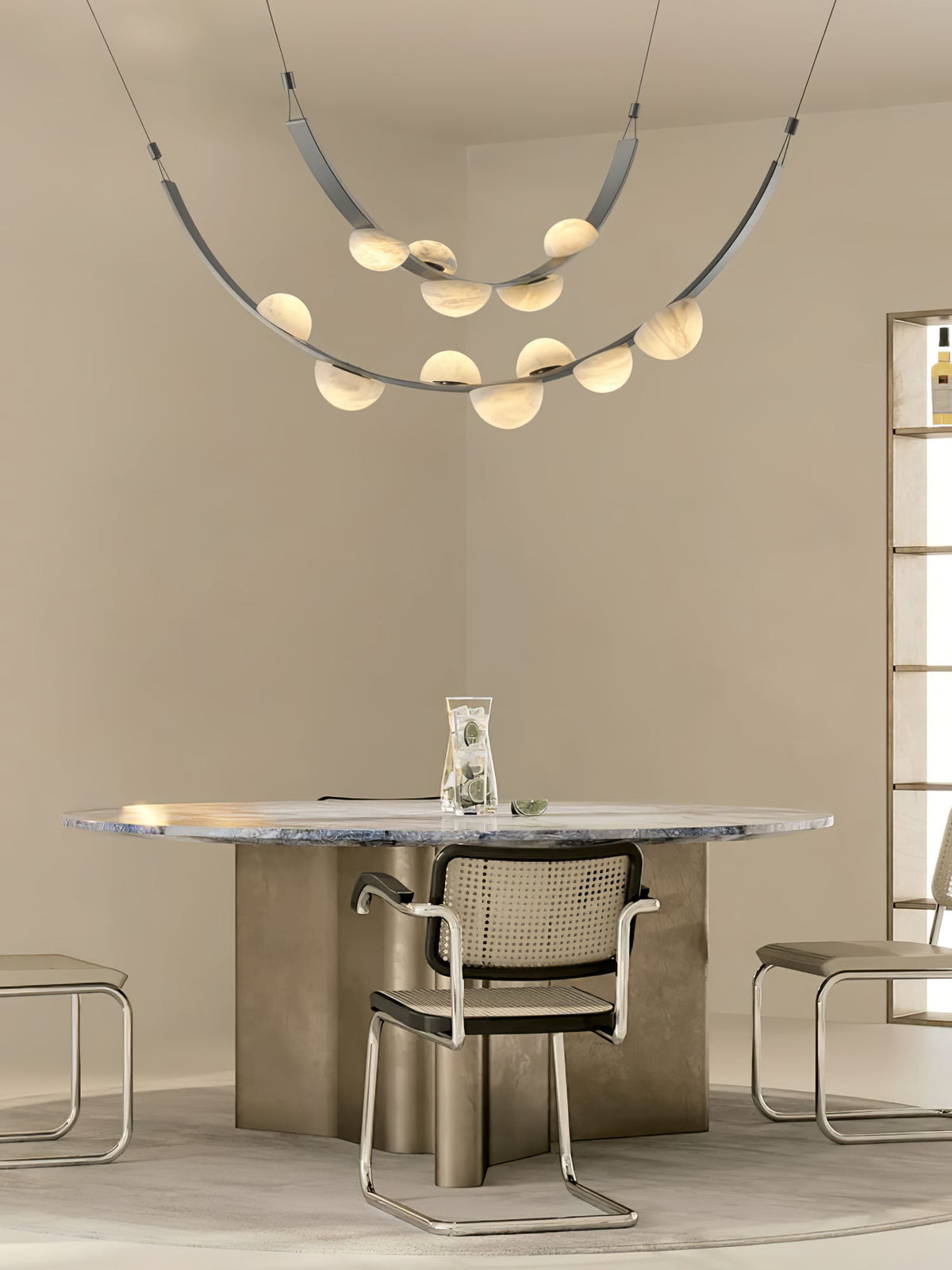 Dew Drops Alabaster Chandelier – Modern LED Pendant Light for Dining Room and Living Room