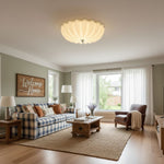 Dewdrop Shell Semi Flush Ceiling Light in Gold and Walnut