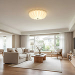 Dewdrop Shell Semi Flush Ceiling Light in Gold and Walnut