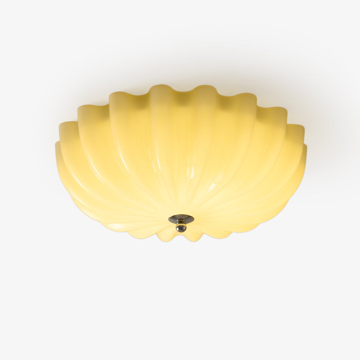 Dewdrop Shell Semi Flush Ceiling Light in Gold and Walnut