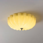 Dewdrop Shell Semi Flush Ceiling Light in Gold and Walnut