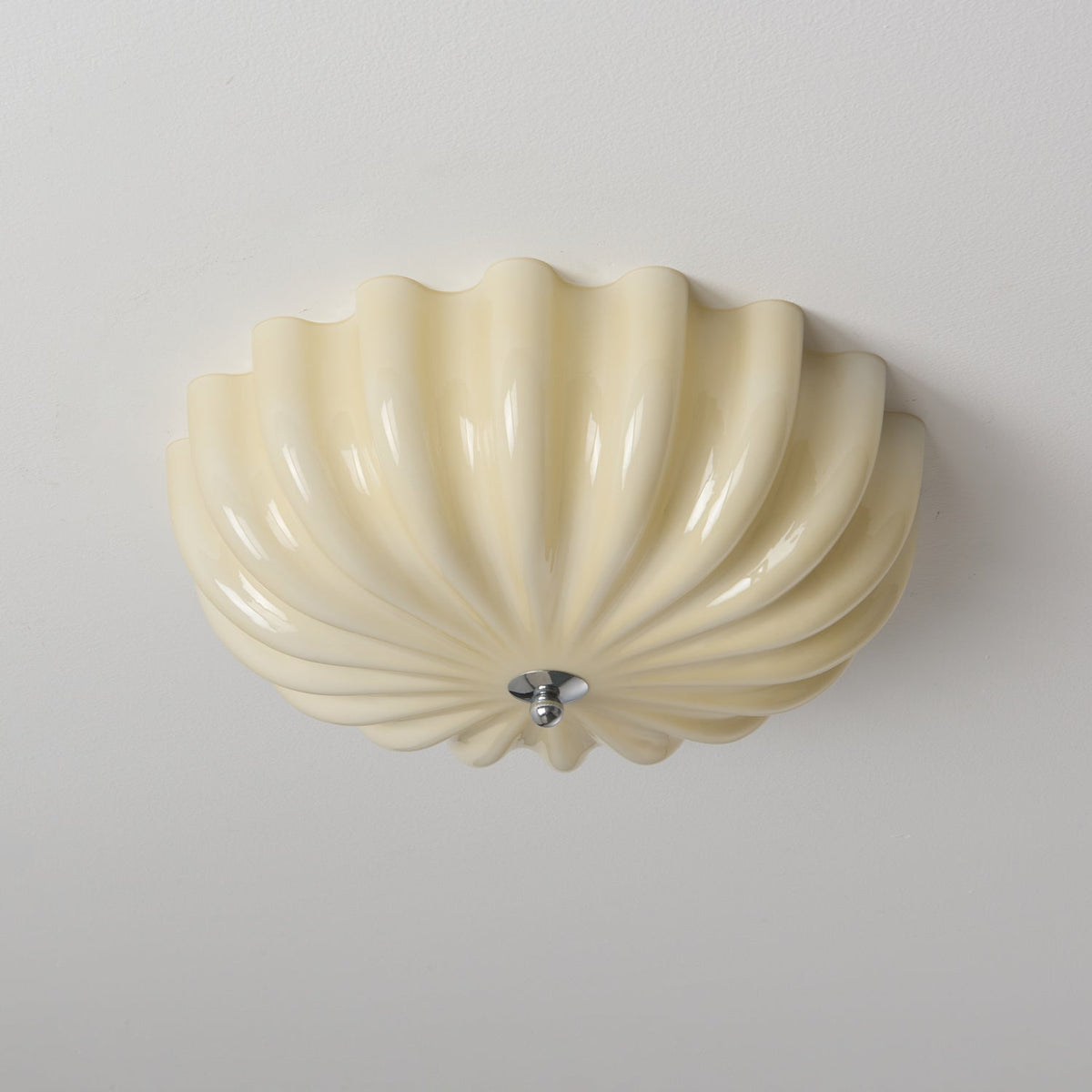 Dewdrop Shell Semi Flush Ceiling Light in Gold and Walnut