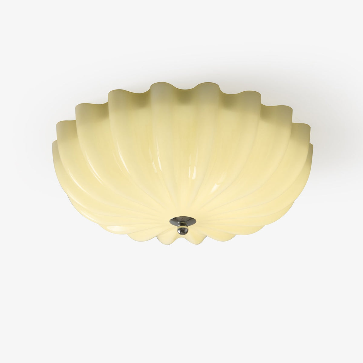 Dewdrop Shell Semi Flush Ceiling Light in Gold and Walnut