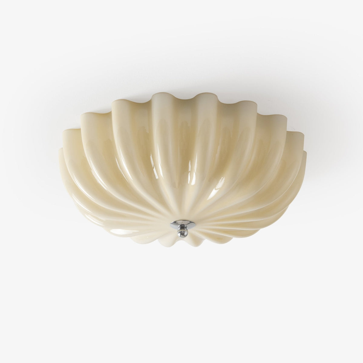 Dewdrop Shell Semi Flush Ceiling Light in Gold and Walnut
