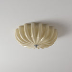 Dewdrop Shell Semi Flush Ceiling Light in Gold and Walnut