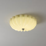 Dewdrop Shell Semi Flush Ceiling Light in Gold and Walnut