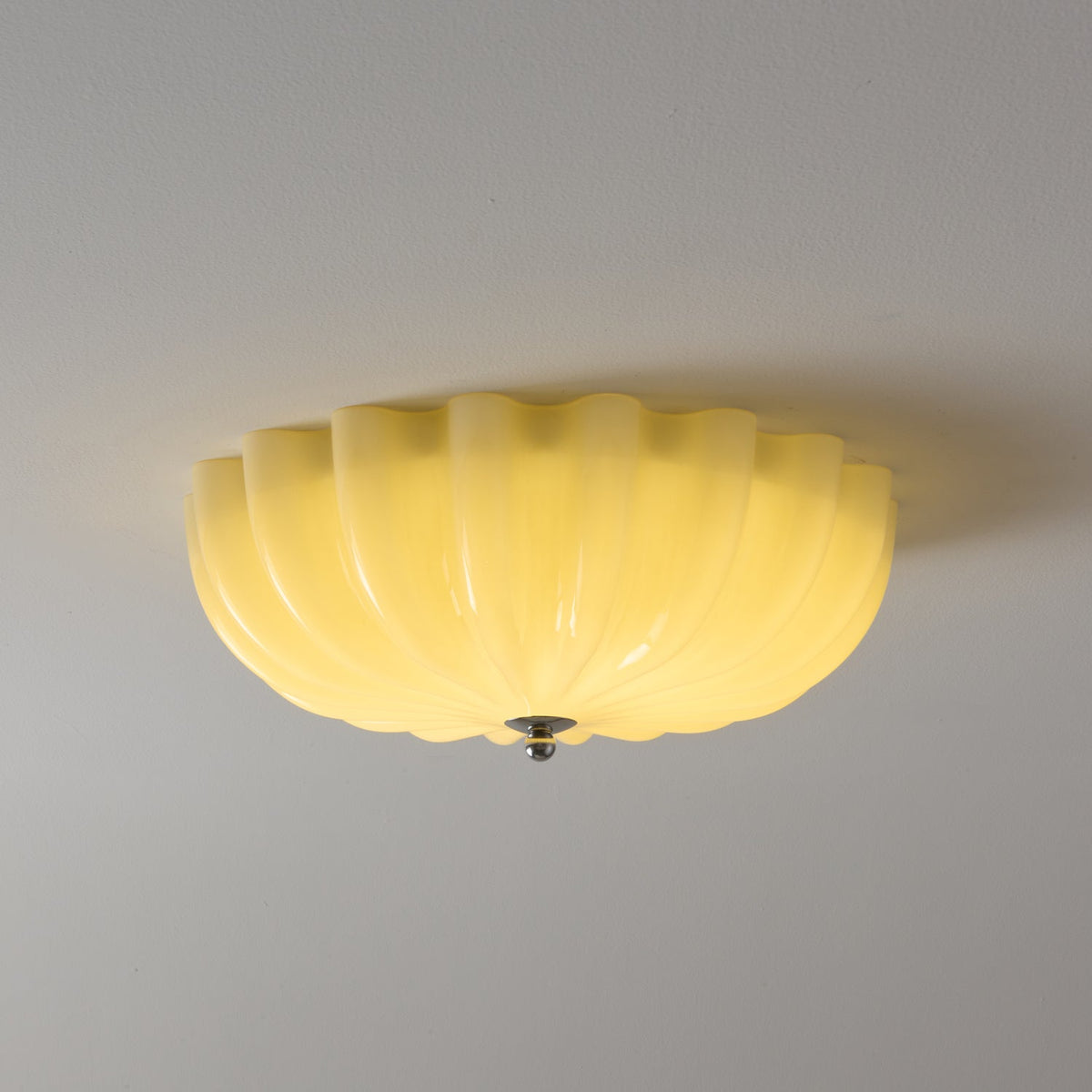 Dewdrop Shell Semi Flush Ceiling Light in Gold and Walnut