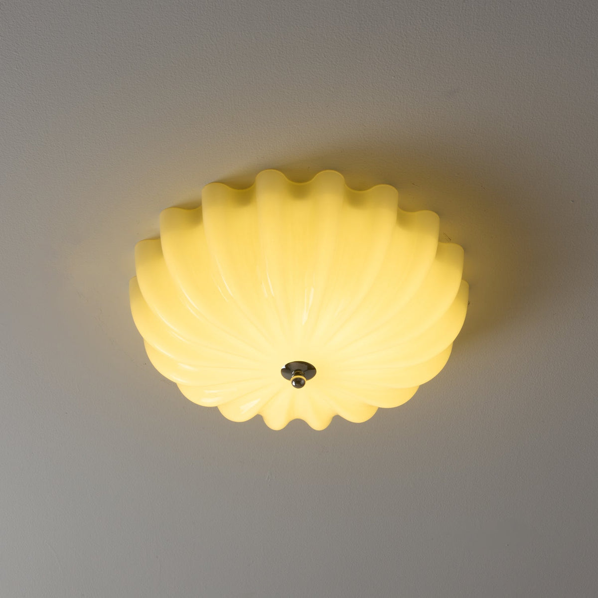 Dewdrop Shell Semi Flush Ceiling Light in Gold and Walnut