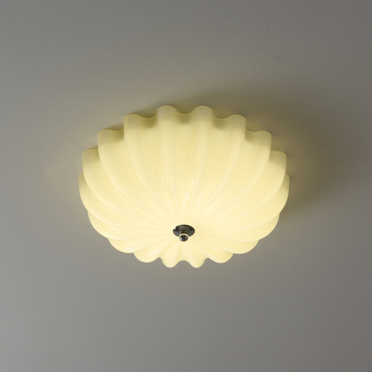 Dewdrop Shell Semi Flush Ceiling Light in Gold and Walnut