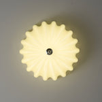 Dewdrop Shell Semi Flush Ceiling Light in Gold and Walnut