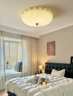 Dewdrop Shell Semi Flush Ceiling Light in Gold and Walnut