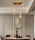 Diamond Crystal Pendant Light in Brass | Modern LED Hanging Lamp for Dining Room and Living Room
