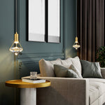 Diamond Crystal Pendant Light in Brass | Modern LED Hanging Lamp for Dining Room and Living Room