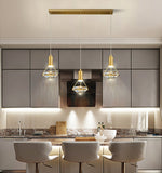 Diamond Crystal Pendant Light in Brass | Modern LED Hanging Lamp for Dining Room and Living Room