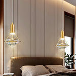 Diamond Crystal Pendant Light in Brass | Modern LED Hanging Lamp for Dining Room and Living Room