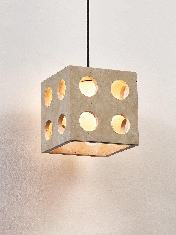 Dice Travertine Pendant Light – Modern Sculptural Cube Pendant for Dining & Living Spaces