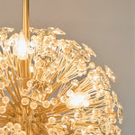 Dickinson Crystal Chandelier — Modern Gold Starburst Pendant Light for Dining Room and Foyer