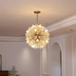 Dickinson Crystal Chandelier — Modern Gold Starburst Pendant Light for Dining Room and Foyer