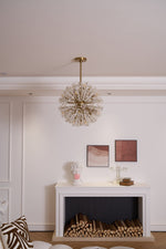 Dickinson Crystal Chandelier — Modern Gold Starburst Pendant Light for Dining Room and Foyer