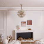 Dickinson Crystal Chandelier — Modern Gold Starburst Pendant Light for Dining Room and Foyer