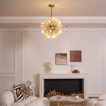 Dickinson Crystal Chandelier — Modern Gold Starburst Pendant Light for Dining Room and Foyer
