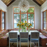 Dickinson Crystal Chandelier — Modern Gold Starburst Pendant Light for Dining Room and Foyer