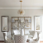 Dickinson Crystal Chandelier — Modern Gold Starburst Pendant Light for Dining Room and Foyer