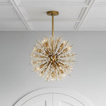 Dickinson Crystal Chandelier — Modern Gold Starburst Pendant Light for Dining Room and Foyer