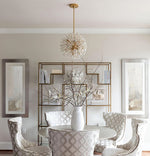 Dickinson Crystal Chandelier — Modern Gold Starburst Pendant Light for Dining Room and Foyer