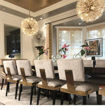 Dickinson Crystal Chandelier — Modern Gold Starburst Pendant Light for Dining Room and Foyer