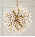 Dickinson Crystal Chandelier — Modern Gold Starburst Pendant Light for Dining Room and Foyer
