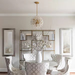Dickinson Crystal Chandelier — Modern Gold Starburst Pendant Light for Dining Room and Foyer