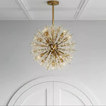 Dickinson Crystal Chandelier — Modern Gold Starburst Pendant Light for Dining Room and Foyer