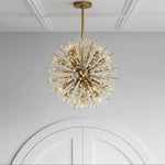 Dickinson Crystal Chandelier — Modern Gold Starburst Pendant Light for Dining Room and Foyer