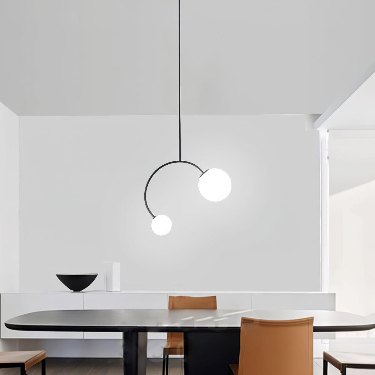Balance Glass Pendant Light – Modern Brass & Black Designer Ceiling Lamp