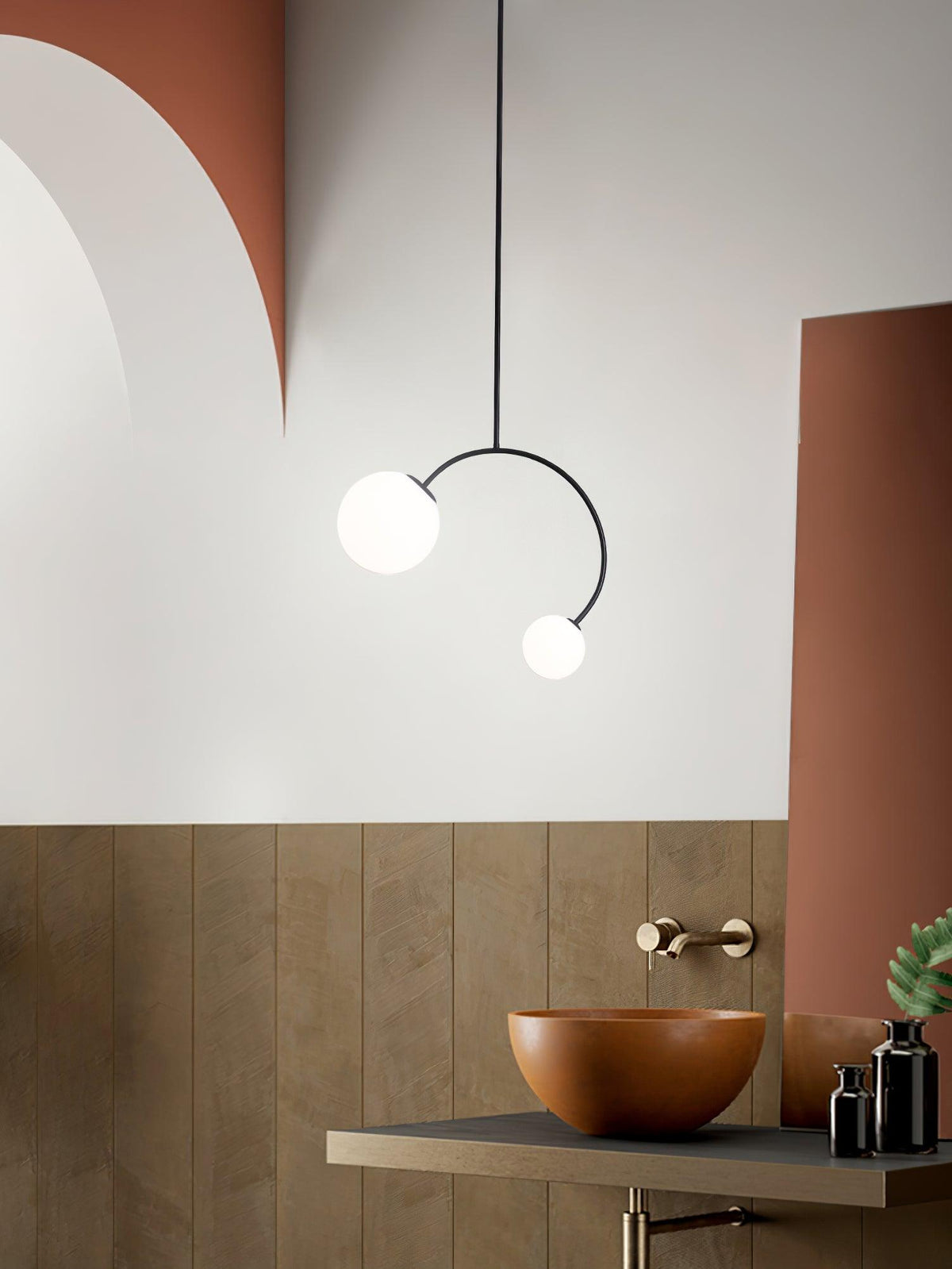 Balance Glass Pendant Light – Modern Brass & Black Designer Ceiling Lamp