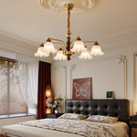 Dioris Modern Glass Chandelier with Wood and Gold Accents for Dining Room and Living Room