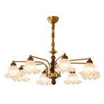 Dioris Modern Glass Chandelier with Wood and Gold Accents for Dining Room and Living Room