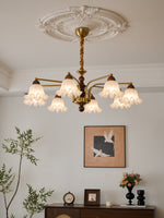 Dioris Modern Glass Chandelier with Wood and Gold Accents for Dining Room and Living Room
