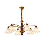 Dioris Modern Glass Chandelier with Wood and Gold Accents for Dining Room and Living Room