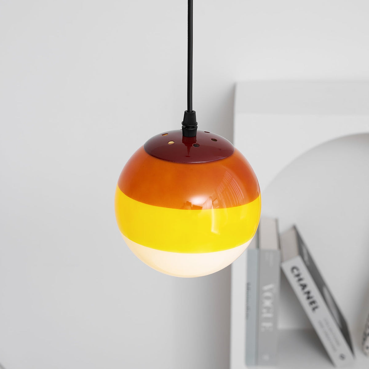 Dipping Pendant Light — Colored Glass & Lacquered Aluminum Hanging Lamp