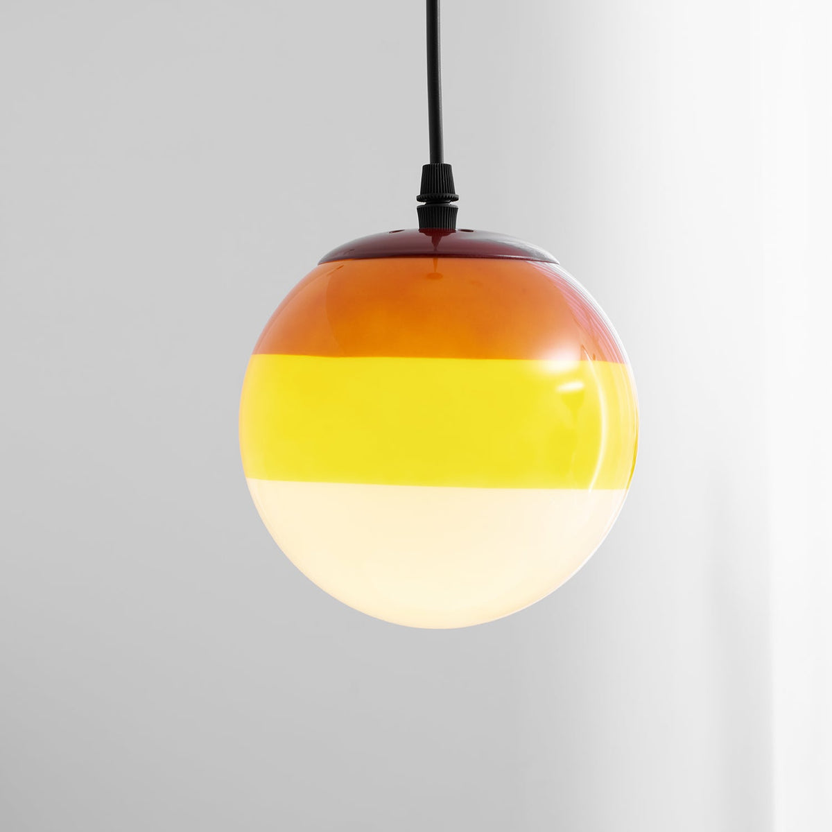 Dipping Pendant Light — Colored Glass & Lacquered Aluminum Hanging Lamp