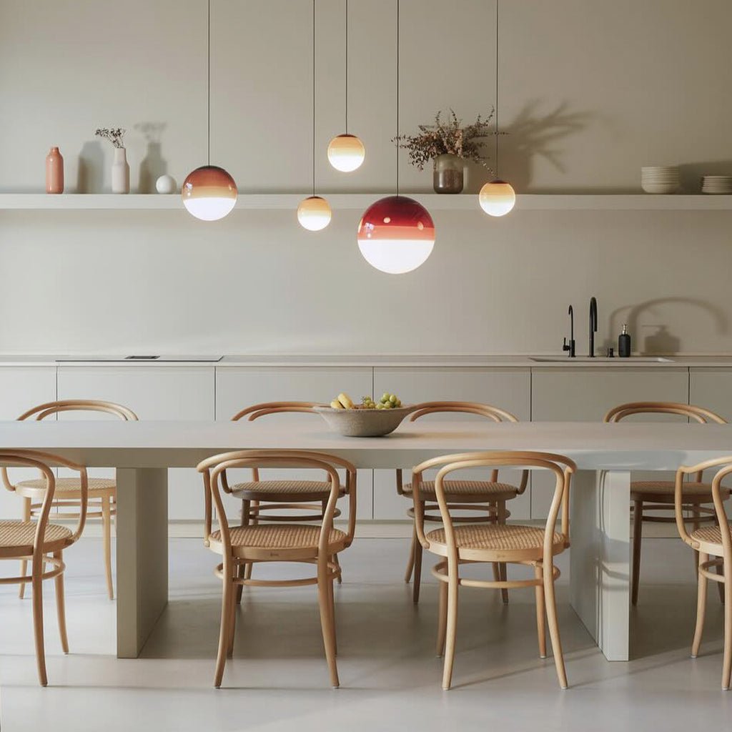 Dipping Pendant Light — Colored Glass & Lacquered Aluminum Hanging Lamp