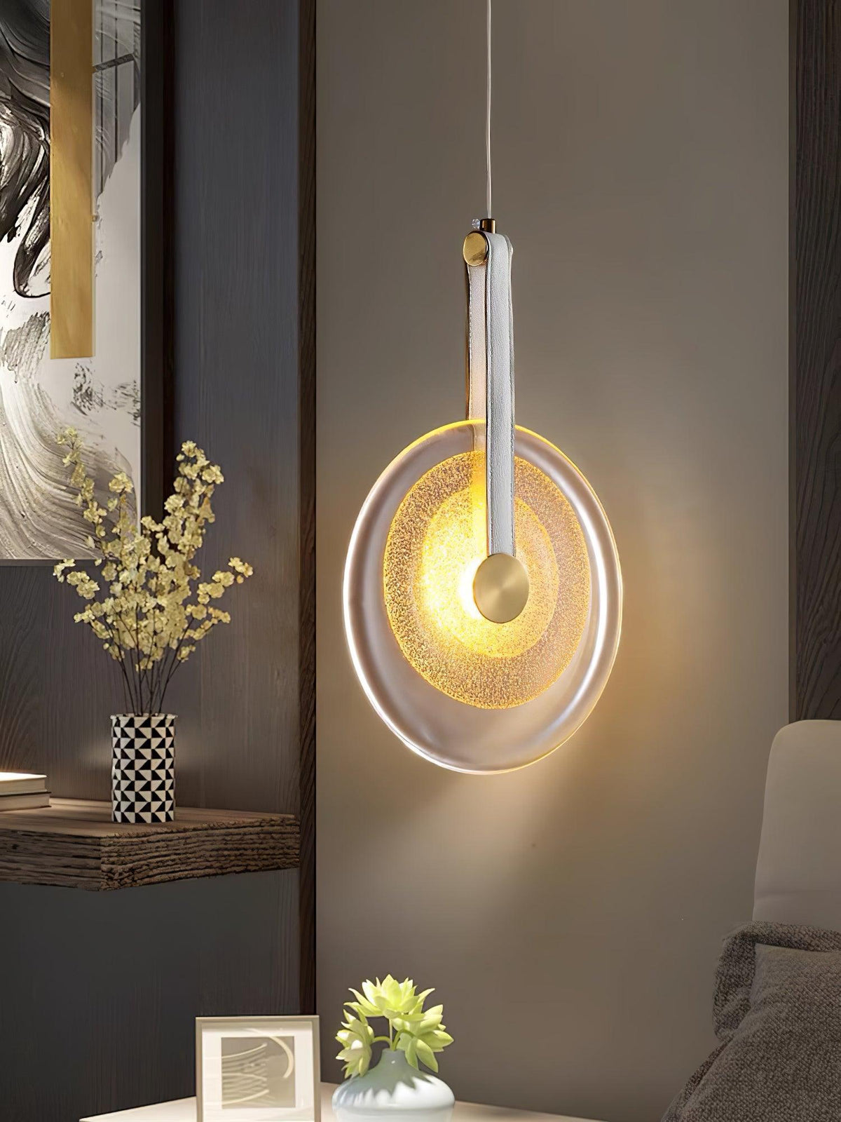 Paolo Castelli Disc Pendant Light in Gold Leaf Murano Glass