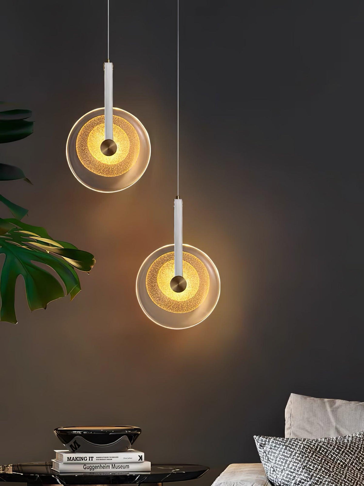 Paolo Castelli Disc Pendant Light in Gold Leaf Murano Glass