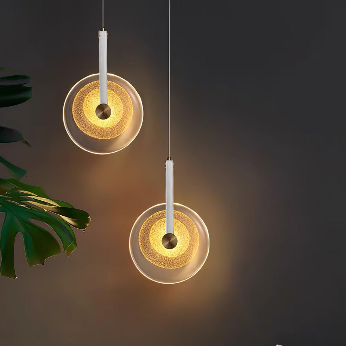 Paolo Castelli Disc Pendant Light in Gold Leaf Murano Glass