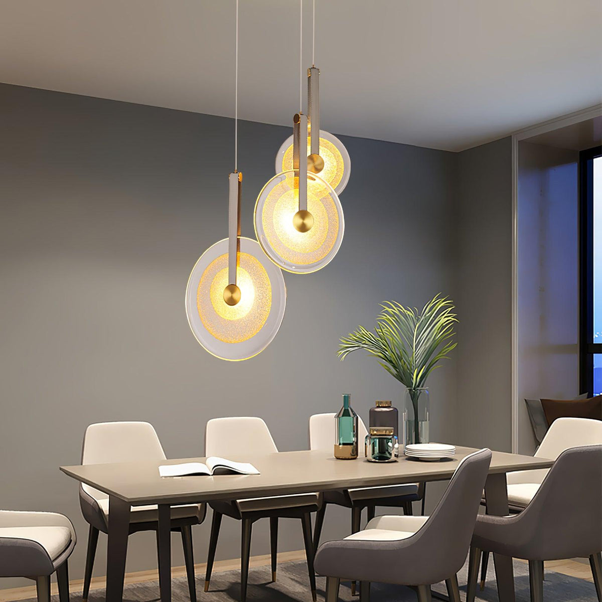 Paolo Castelli Disc Pendant Light in Gold Leaf Murano Glass