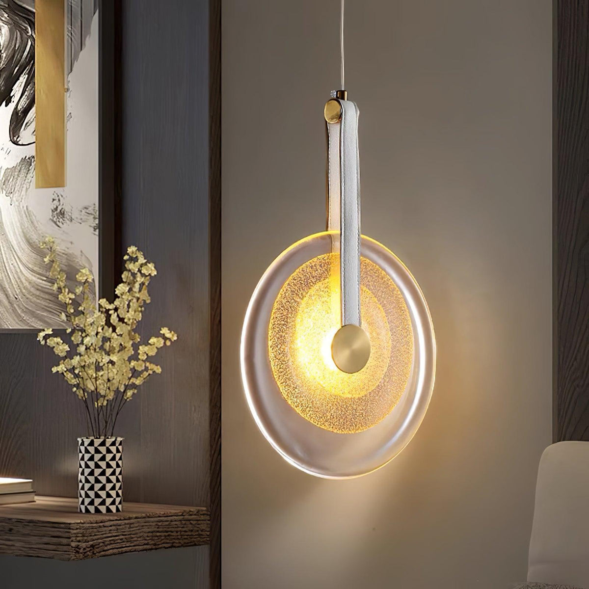 Paolo Castelli Disc Pendant Light in Gold Leaf Murano Glass
